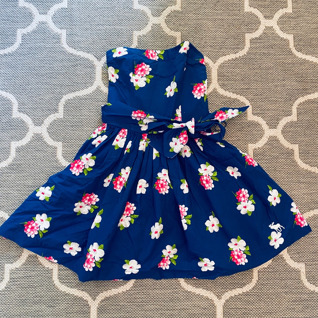 Abercrombie & Fitch Blue Floral Strapless Dress